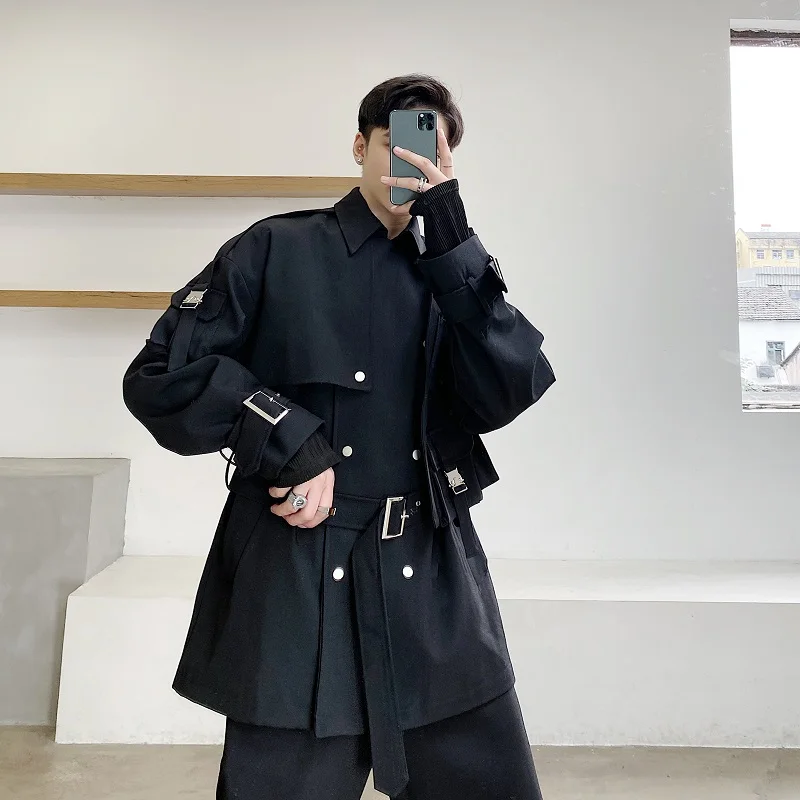 

Весенняя новинка: мужская куртка-пальто с застежкой на пуговицу, повседневный стиль, молодежный тренд, отложной воротник, однобортная, с эффектом утягивания талии...