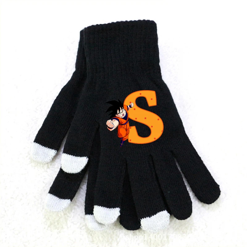 Dragon Ball Letter A-Z Gloves Boys Winter Warm Touchable Screen Glove Kids Anime Action Figures Clothing Accessories Child Gift