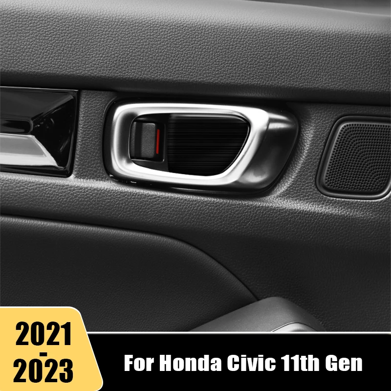 

For Honda Civic 11th Gen 2021 2022 2023 Stainless Car Door Bowl Handle Cover Stickers Trim Auto Interior Decorative Accessories