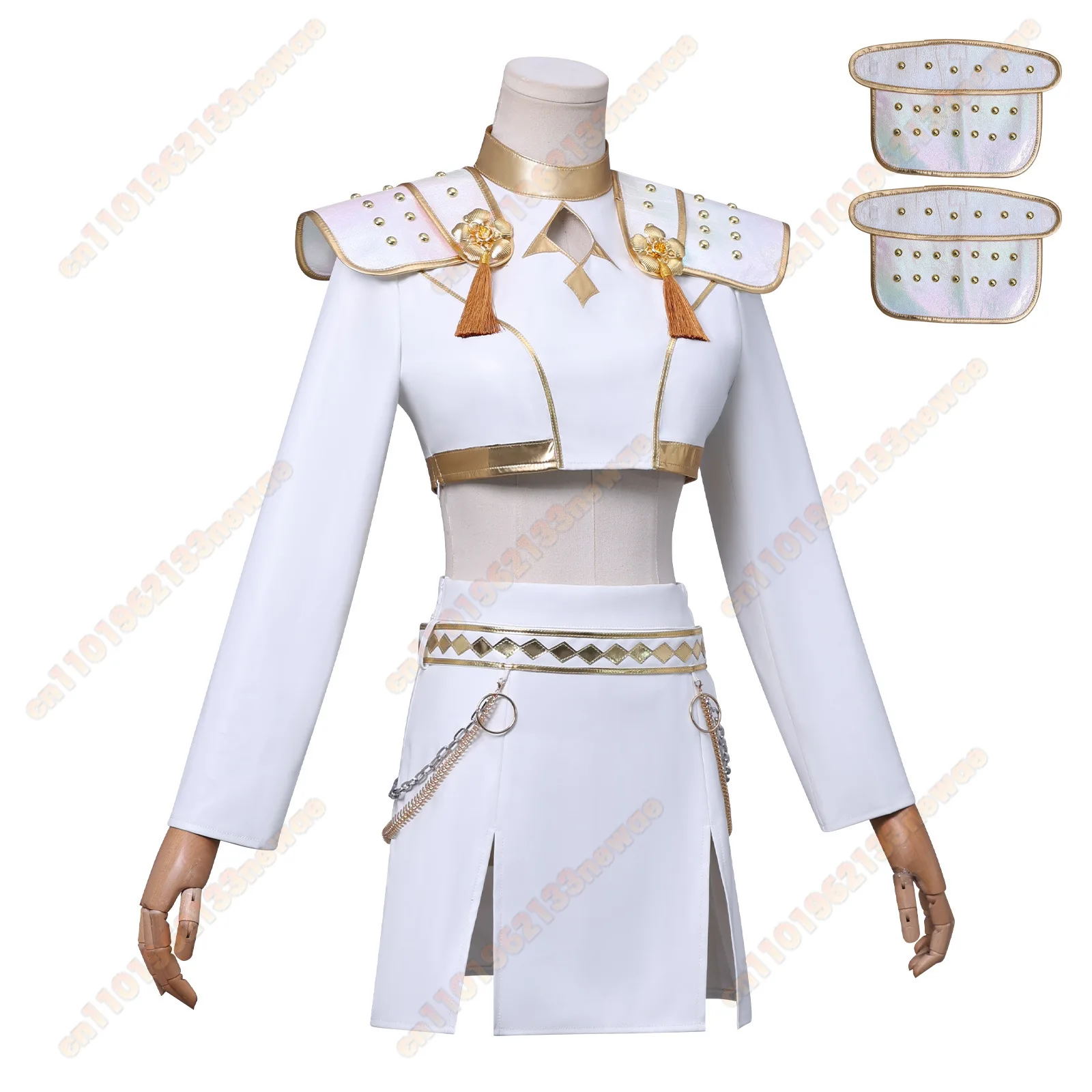 Kpop Demon Hunter Zoey Косплей Костюм Парик Huntrix Zoey Белый Костюм Корейская Волна Суперзвезда Идол Набор Представления Хэллоуин Карнавал