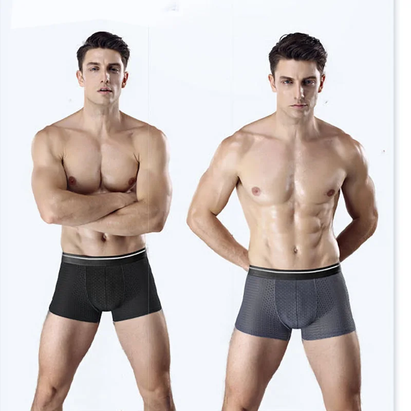 Boxer en Fibre de Bambou pour Homme, Sous-Vêtement Doux, Court, Confortable, 10 Pièces/Lot