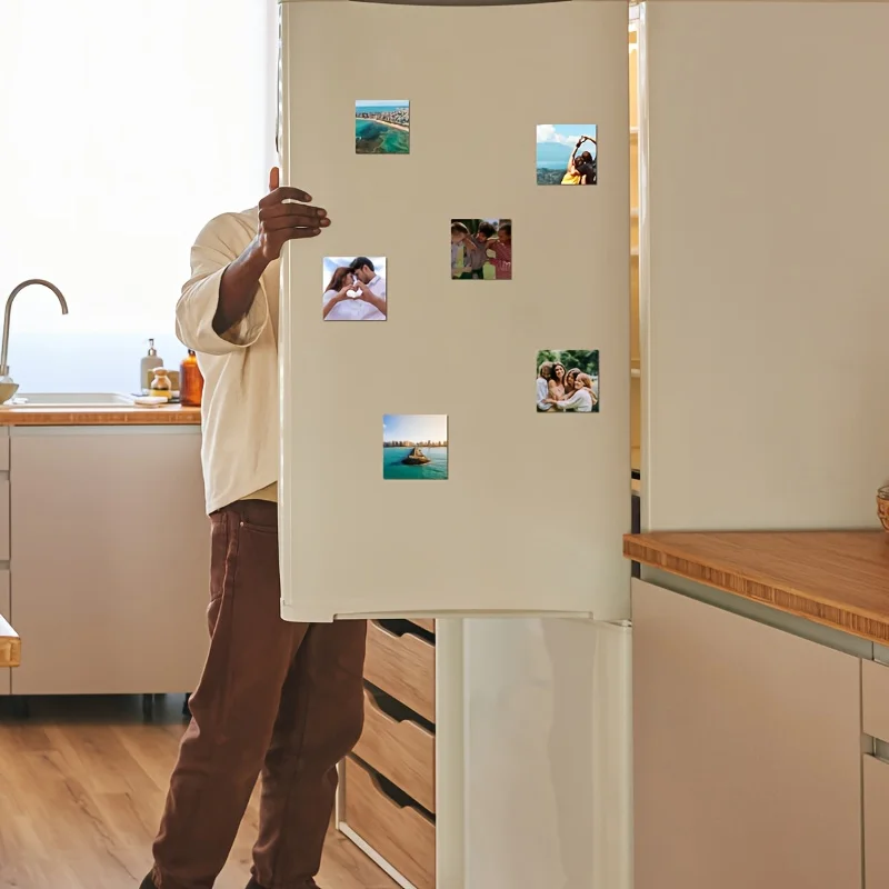 Personalized Photo Magnetic Fridge Magnets Compatible for Photos - Picture Magnetic Sticks, Reusable  Photo Display for Kitchen