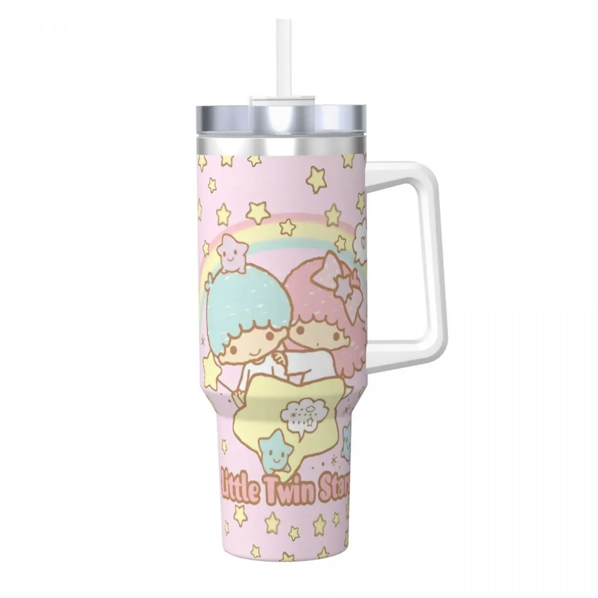 

Kiki And Lala Stainless Steel Tumbler Travel Mugs Cup 40oz Thermal Cups Portable Hot Drinks Milk Tea Water Bottle