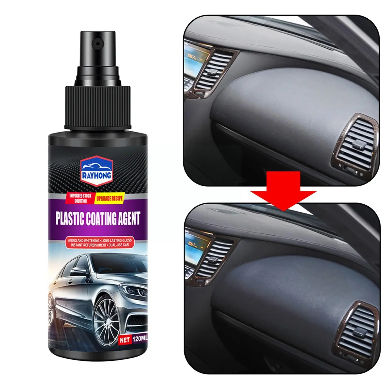 Plastic Renovator For Car Interior Spare Parts Leather Liquid Wax Polish Plastic Restore Cleaner Spray Accessories S3 Y6e3