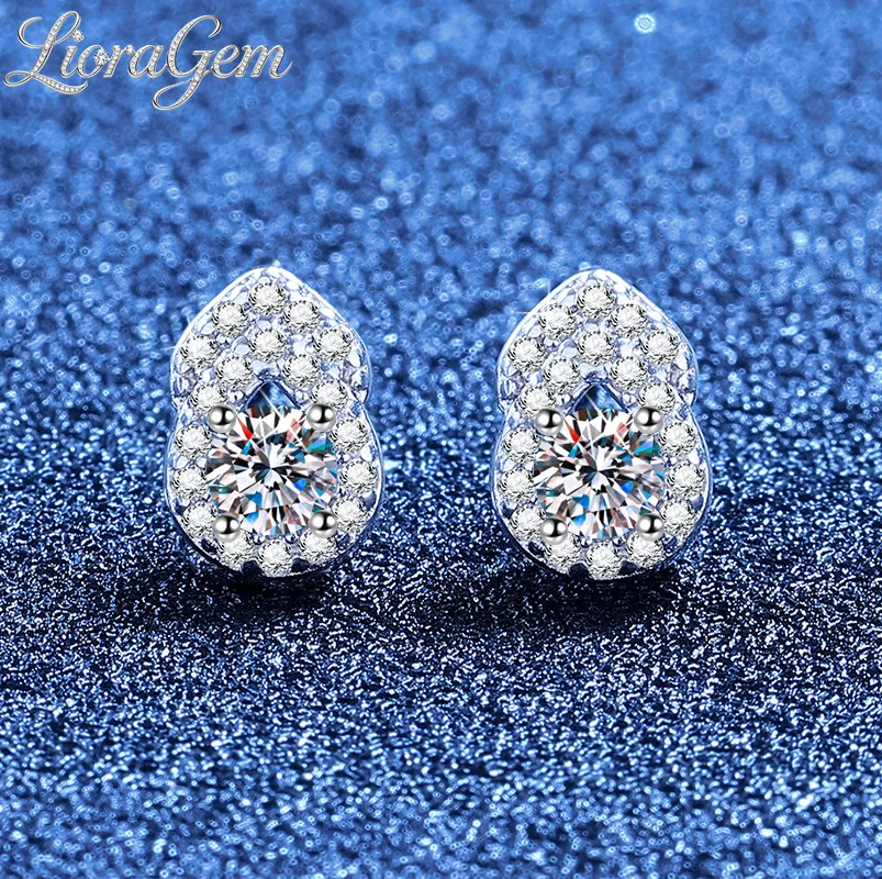 LioraGem Full-Diamond Gourd Earrings, Versatile Studs for Women Featuring Rare Moissanite Platinum PT950 Stamp Charm Jewelry