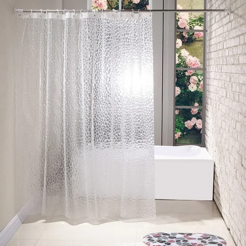 1PCS 180x180cm 3D Bathroom Bath Shower Curtain Transparent Thicker Waterproof Curtain