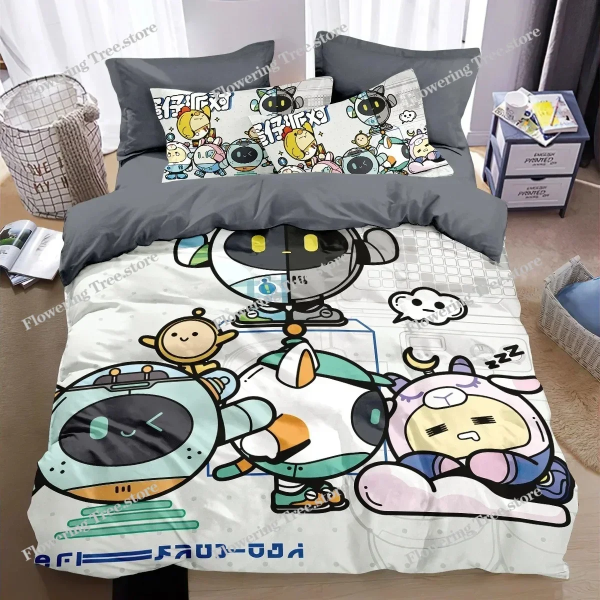 Game Eggy Party Bedding Set Cartoon Eggy 3D Printing Quilt Cover,Game Themed Children's Room Decoration Kit029