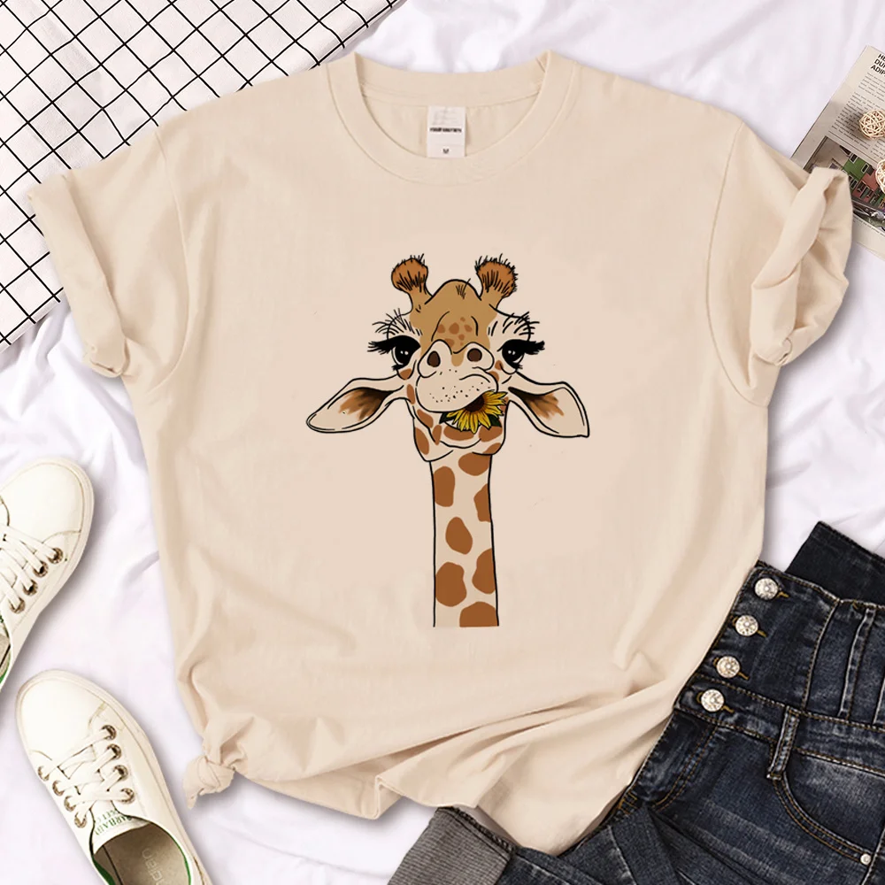 Giraffe tshirt women comic t-shirts female 2000s streetwear manga clothing