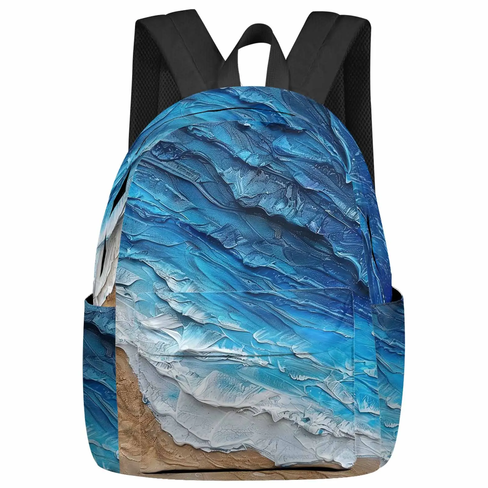 Ocean Waves Beach Backpack Teenagers Student School Bags Laptop Custom Backpack for Men Women Travel Bag