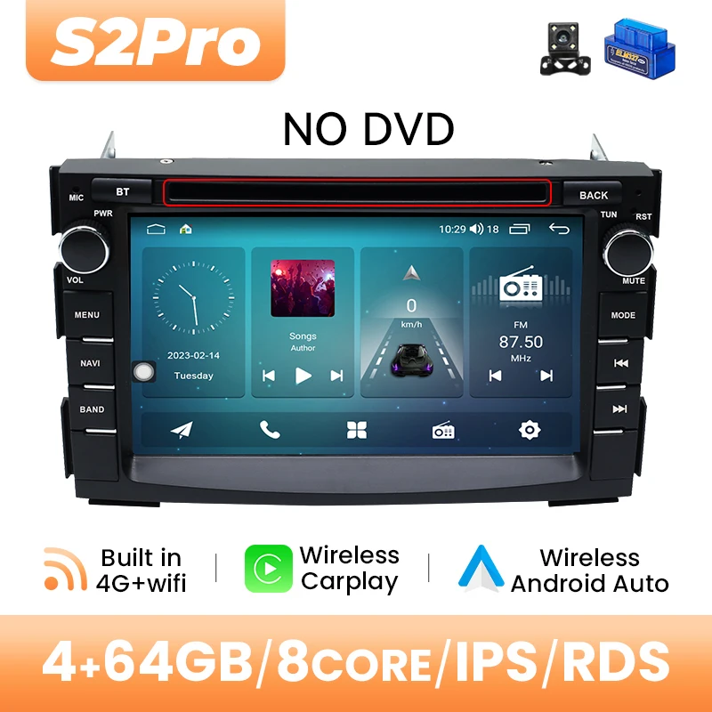 Android 14 Draadloze Carplay Autoradio Speler Voor Kia Ceed 2010 2011 2012 Venga Stereo GPS Touchscreen Autoradio multimedia