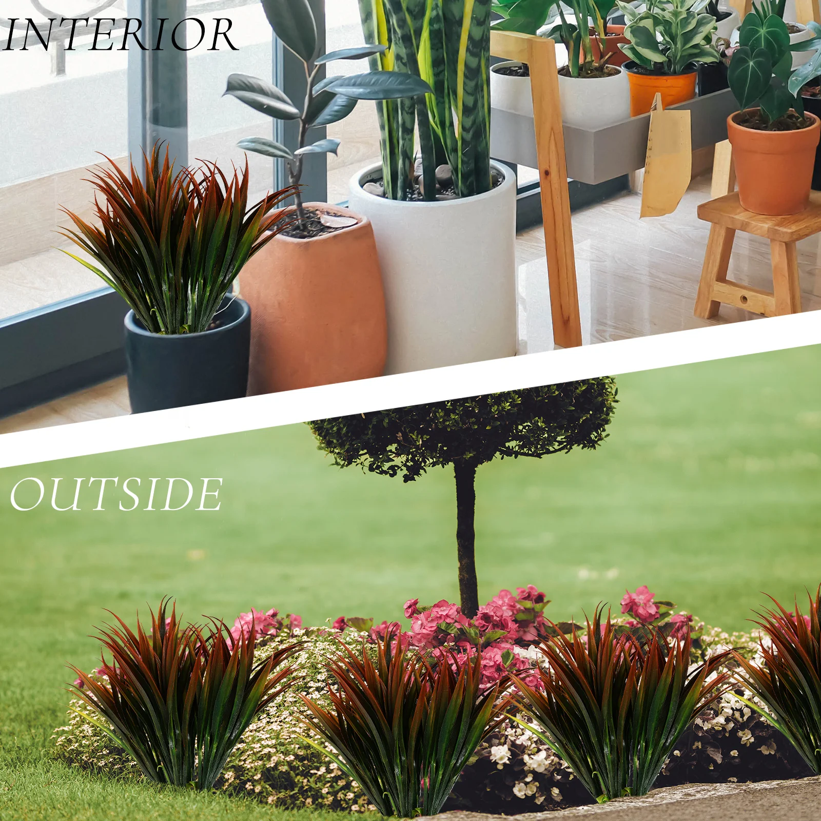 

6pcs Artificial Plastic Plants For Garden Decor Fake Greenery Vase Decoration Wedding Home Farmhouse Table Centerpiece Outdoor