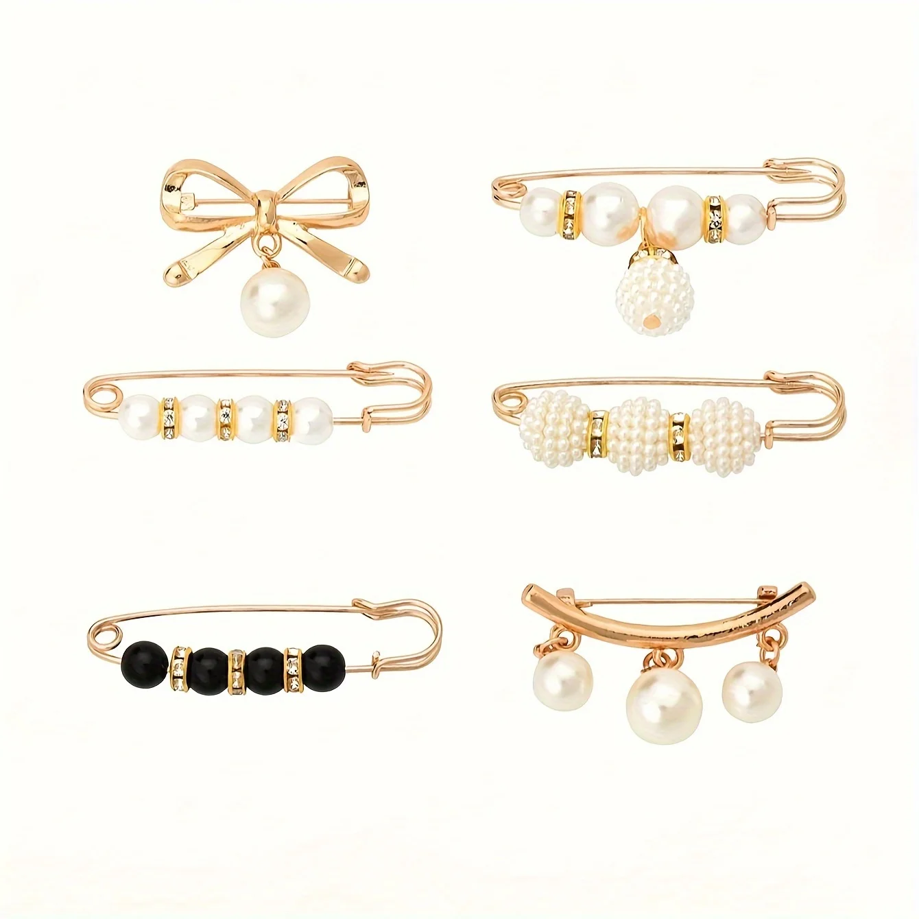 12pcs Double Pearl Brooch Pins Anti-fade Exquisite Elegant Brooches for Women Sweater Cardigan Clip Coat Summer Dress Jewelry