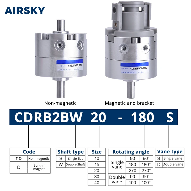 Vane Type Rotary Actuators Cylinder CRB2BW CRB2BW10-90S CRB2BW15-180S CRB2BW20-270S CRB2BW30-90S CRB2BW40-180S CRB2BW30-180S