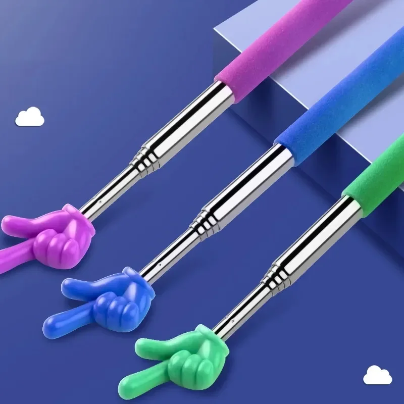 สแตนเลสการสอนตัวชี้ Telescopic Rod Finger Design ไวท์บอร์ดการสอน Stick โรงเรียนซัพพลายสํานักงาน