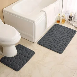 1PC embossed stone pattern toilet mat door mats absorb water mats non-slip carpet mat, can wash strip carpet home