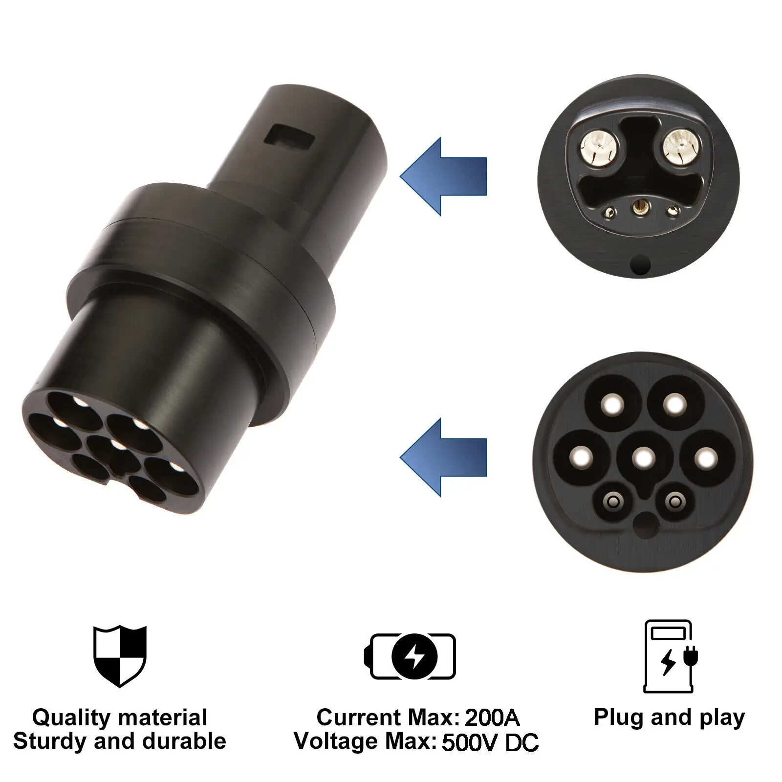 EVSE Adaptor Type 2 To Tesla Plug EV Adapter, Electric Cars Vehicle Charger Charging Connector IEC 62196 Type2 To TESLA 120A DC