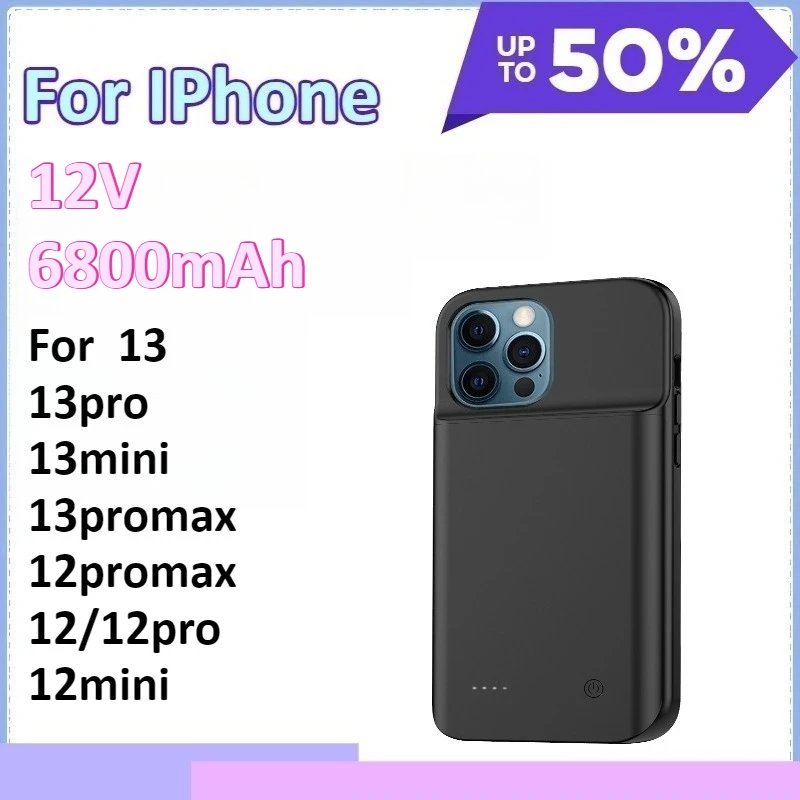 

Power Bank 6800mAh Battery Charger Case for IPhone 13 13pro 13mini 13promax 12promax12/12pro 12mini Charging Cover Power Bank