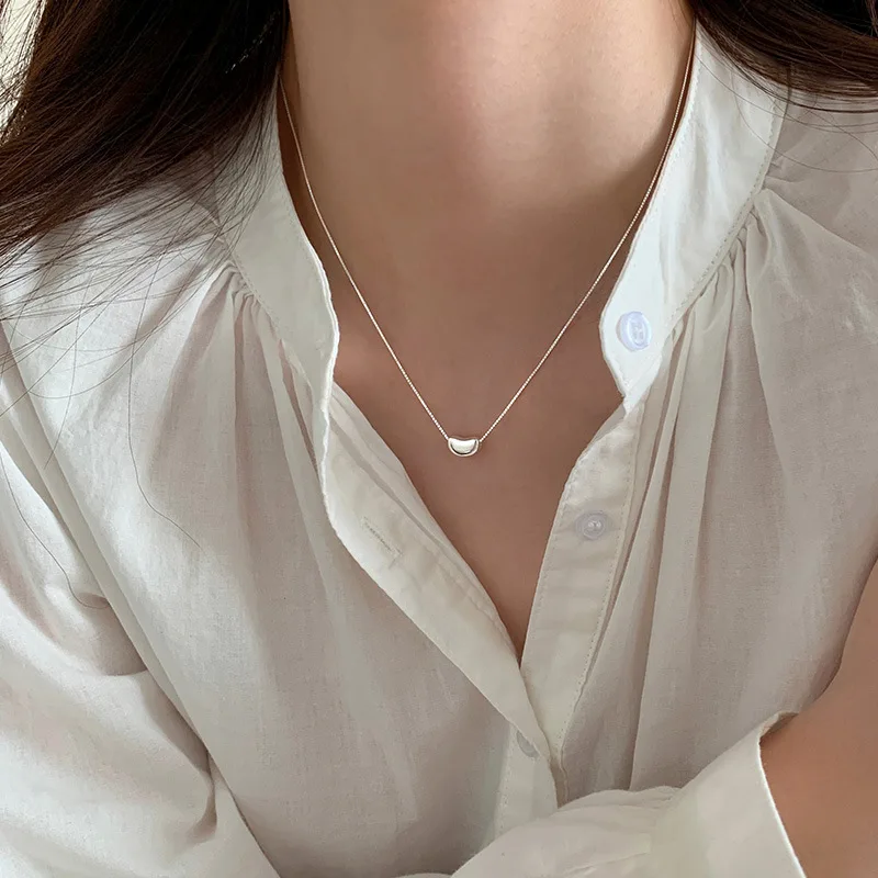 New 925 Sterling Silver Geometric Necklace Simple Personality Charm Women's Pendant Choker Birthday Gift Exquisite Jewelry