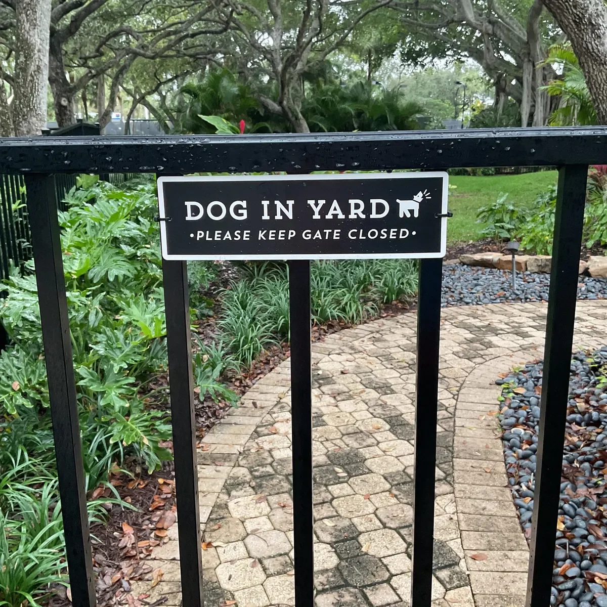 DOG IN YARD Please Keep Gate Closed Sign - Lightweight and easy to install, modern designs, made to order.