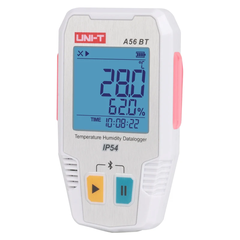 Registrador digital inteligente de temperatura y humedad Bluetooth UNI-T A57BT/A56BT; Protección IP54/almacenamiento de datos/comunicación por PC