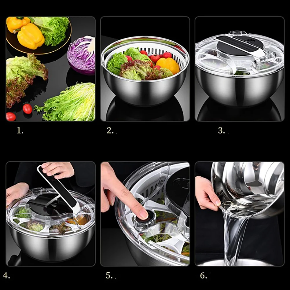 A89X Vegetable Fruits Dryer Salad Spinner Lettuce Spinner Storage Drying Machine Useful Kitchen Tools Vegetable Dehydrator
