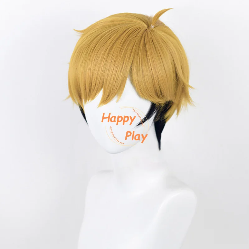 Anime Miya Atsumu Cosplay Wig Miya Osamu Cos Wigs 30cm Short Yellow Black/Gray Black Wig Heat Resistant Synthetic Hair Halloween