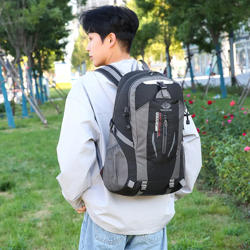 حقيبة ظهر للمشي لمسافات طويلة في الهواء الطلق - 30-40LCapacity، سحاب للإغلاق، نمط الحروف، نمط رياضي، مناسبة لتسلق الجبال والأنشطة الخارجية