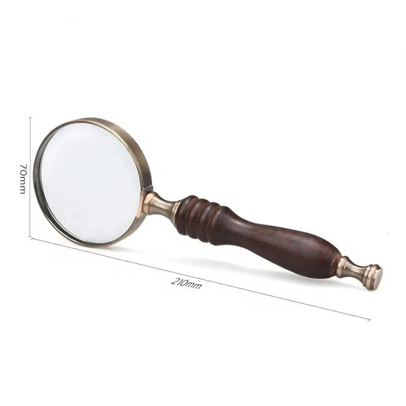 Handheld Magnifier Antique Handle Magnifier 10X Reading Magnifying Glass Loupe Magnifier For Science Seniors Reading Inspection