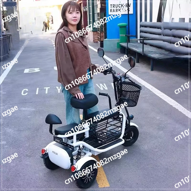 

Electric tricycle household small pick-up children ladies the elderly parent-child folding car light battery car