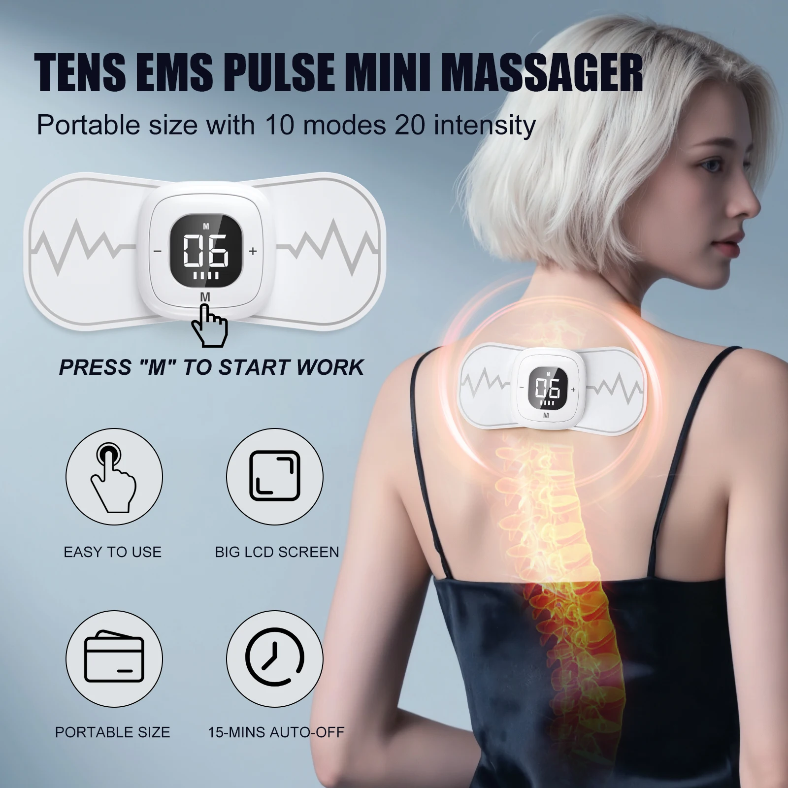 Stimulateur musculaire TENS EMS sans fil portable pour un usage domestique et professionnel
