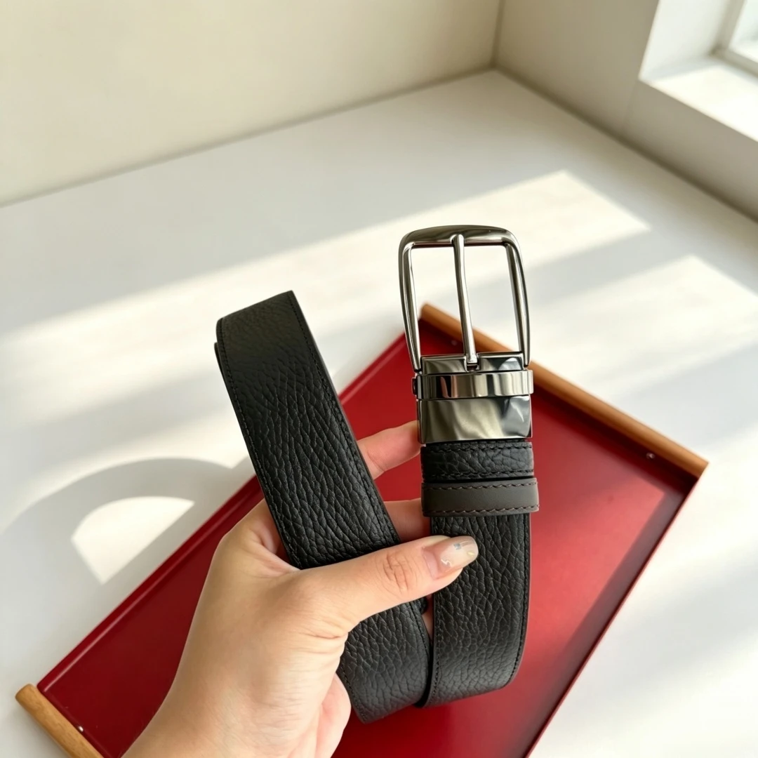 Luxury Men's Reversible Pebble Genuine Leather Belt Rotatable Pin Buckle Business Formal Casual Waist Strap Wear Holiday Gift