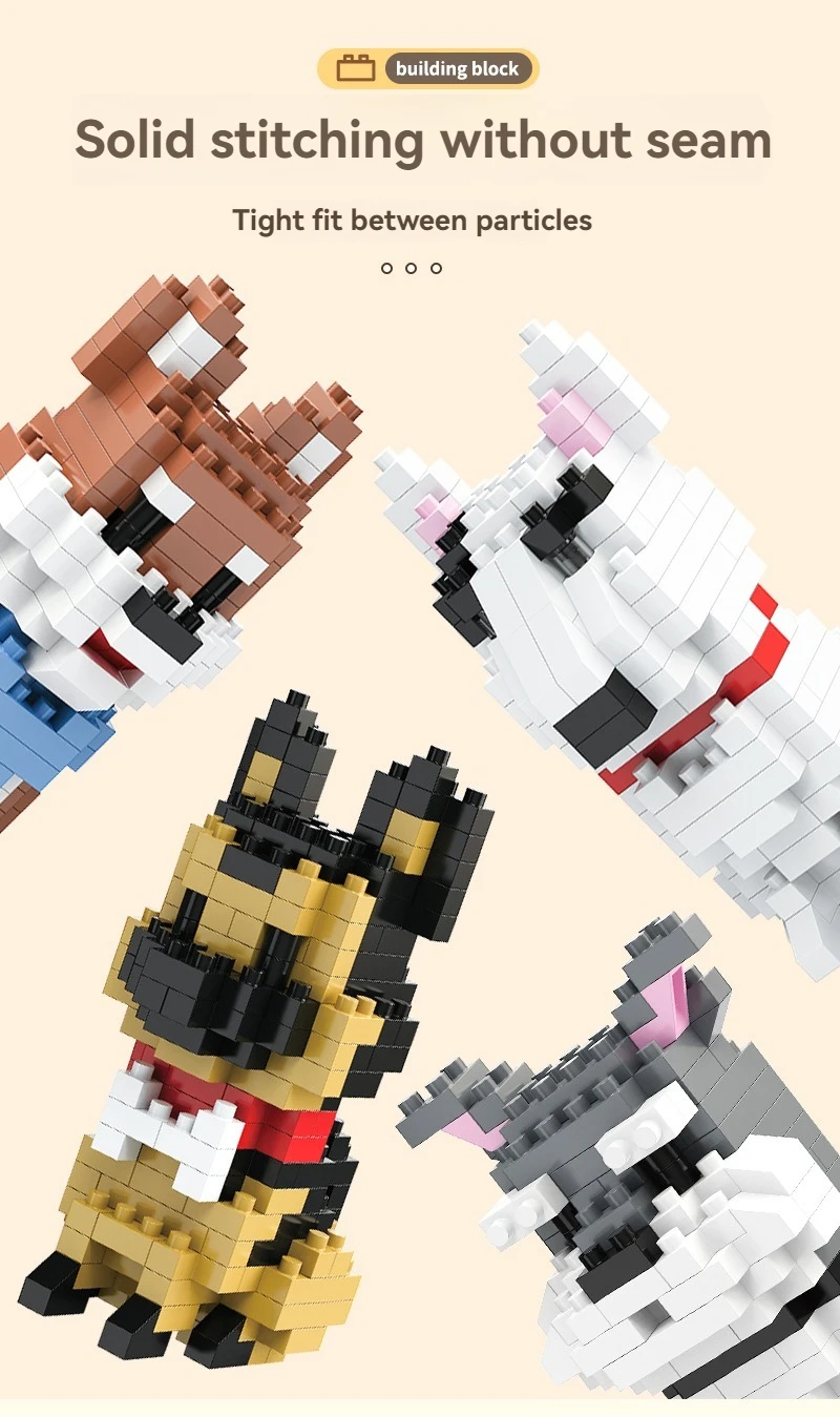 DIY Kreative Micro Bausteine Set Hunde Cartoon Charakter Modelle DIY Pädagogisches Spielzeug Für Kinder Geburtstag Geschenk – Detail 6