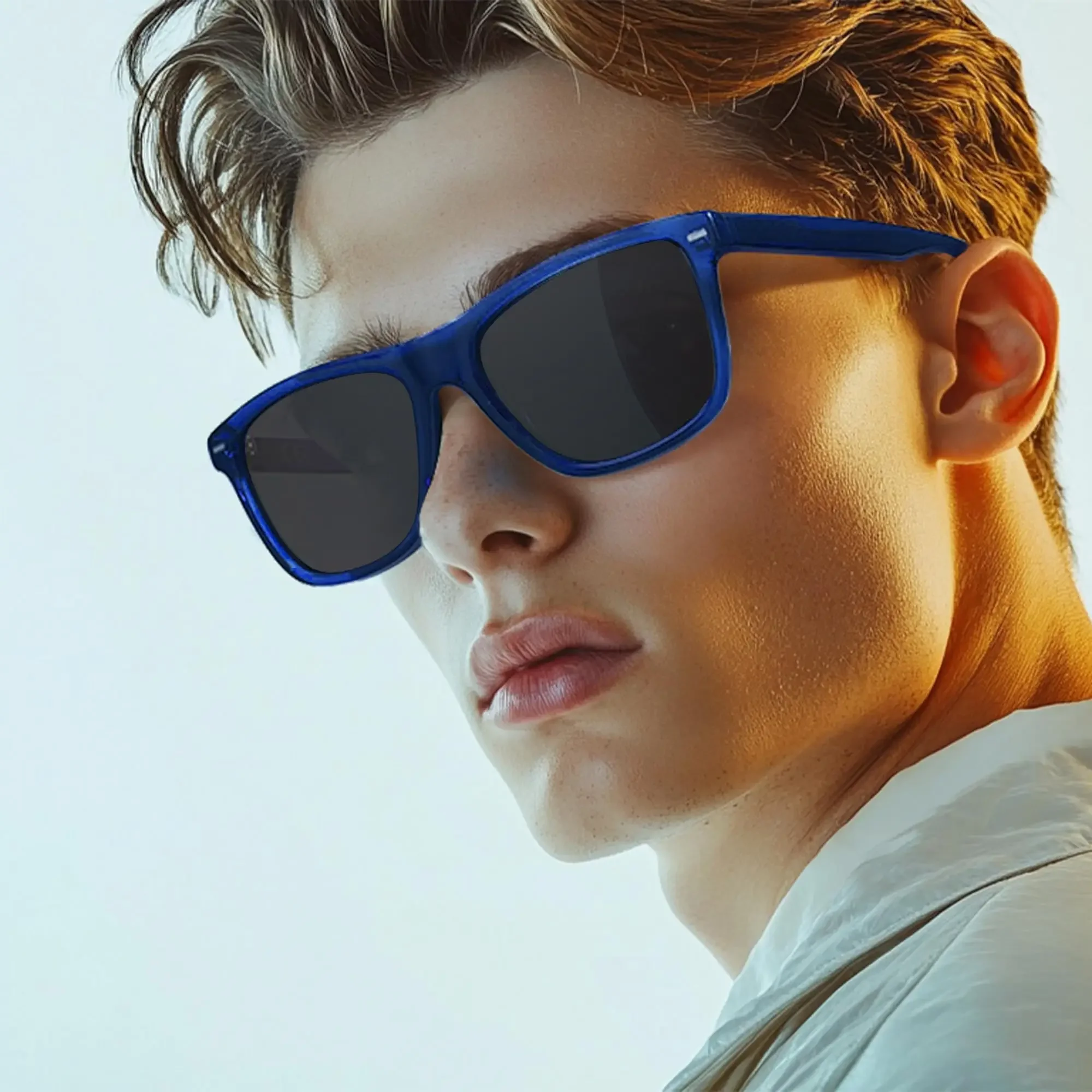 BLUEMOKY Polarisierte quadratische Sonnenbrille für Herren, UV400-Schutz, klassisches Retro-Design, leicht, ganztägiger Komfort