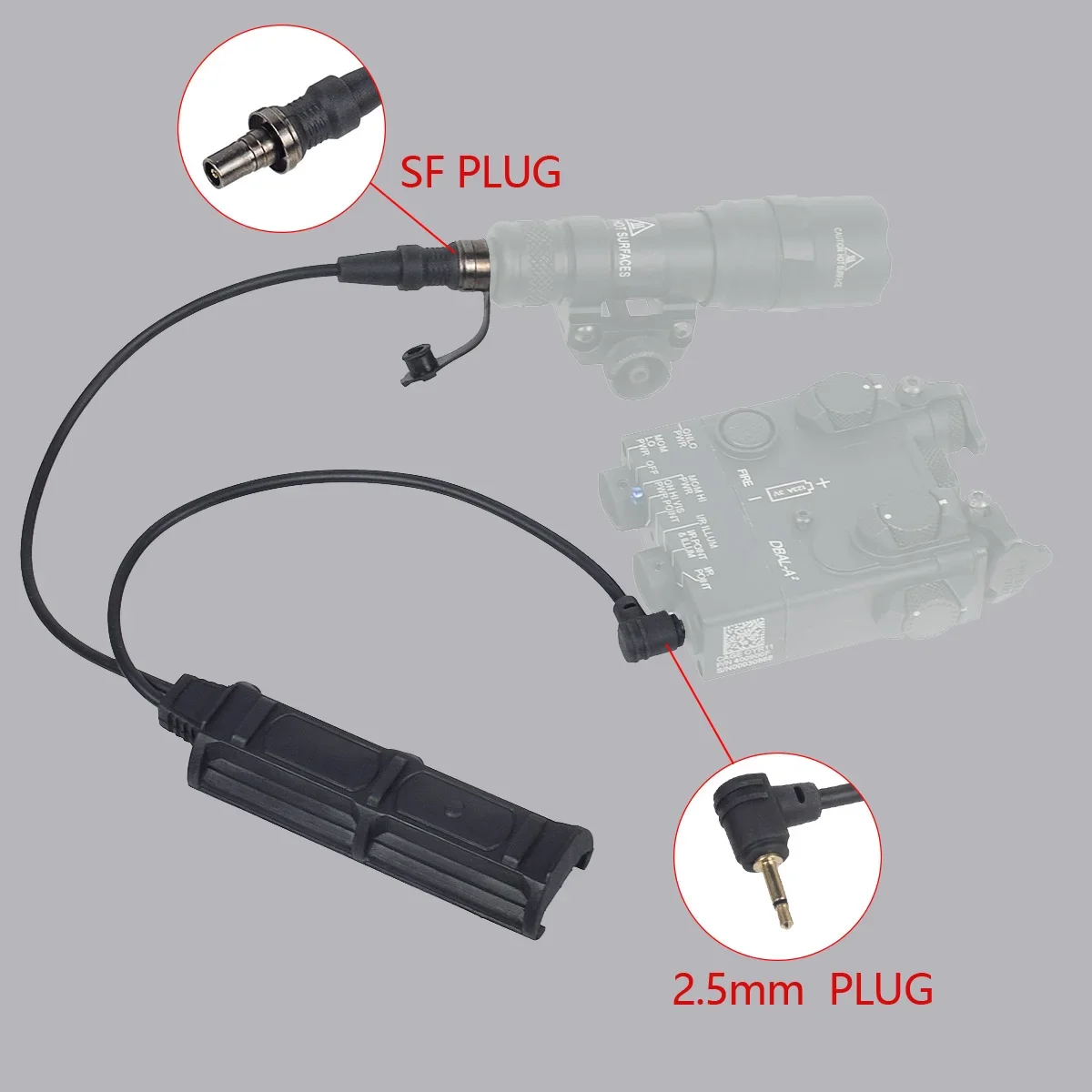 

Тактический дистанционный двойной датчик давления SureFire Plug 2,5 мм для PEQ DBAL NGAL M300 M600 фонарик Охота страйкбол аксессуары