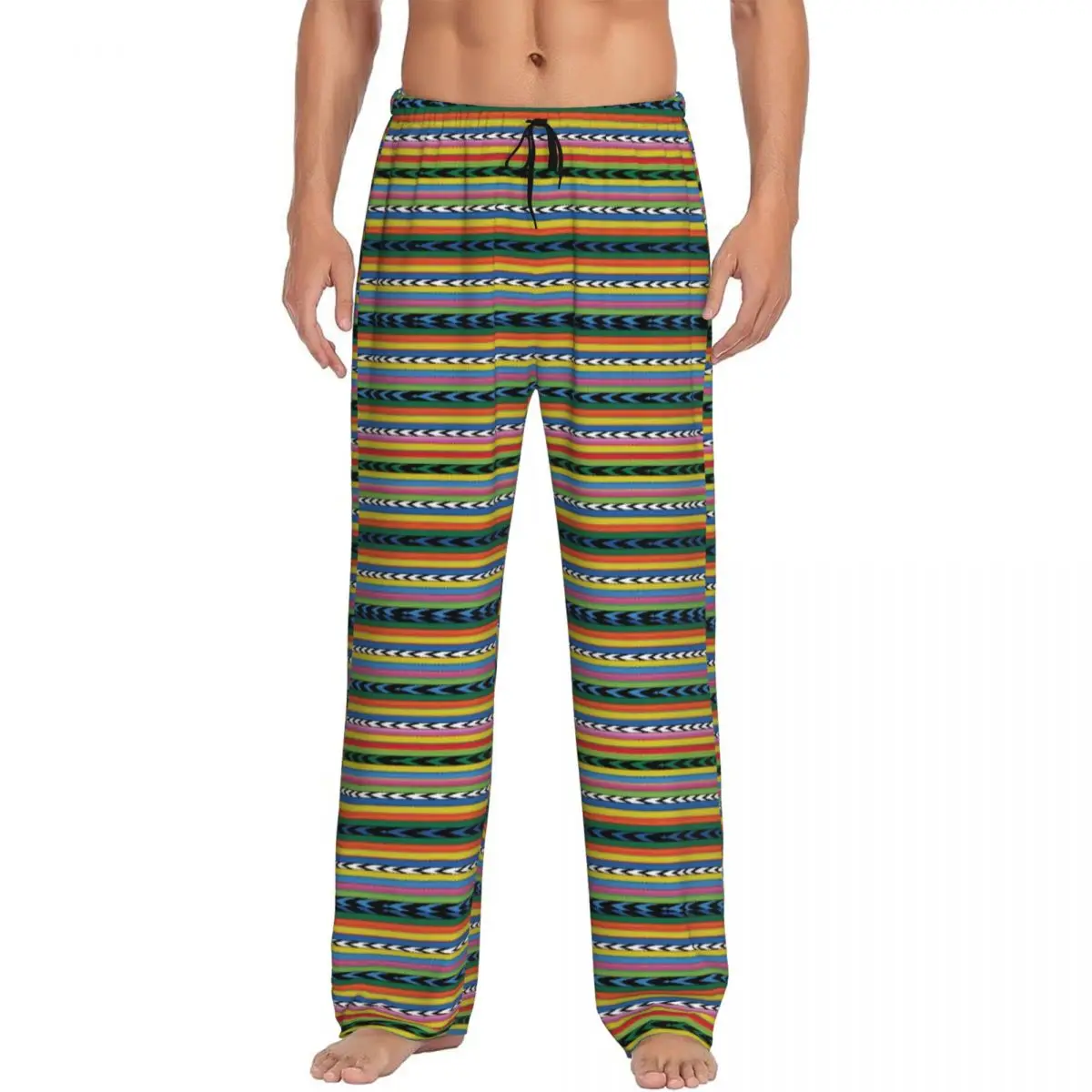 Pantalones de Pijama Personalizados de Estilo Bohemio Étnico, Ropa de Dormir para Hombre, Pantalones de Descanso Elásticos con Bolsillos
