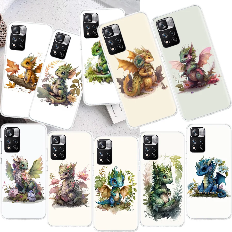 Cute Mythical Dragon Phone Case For Xiaomi Redmi Note 11 11S 11T 5G 11E 10S 10 12S 12 Pro Plus 9S 9T 9 8T 8 7 6 5 Capa Coque Fun