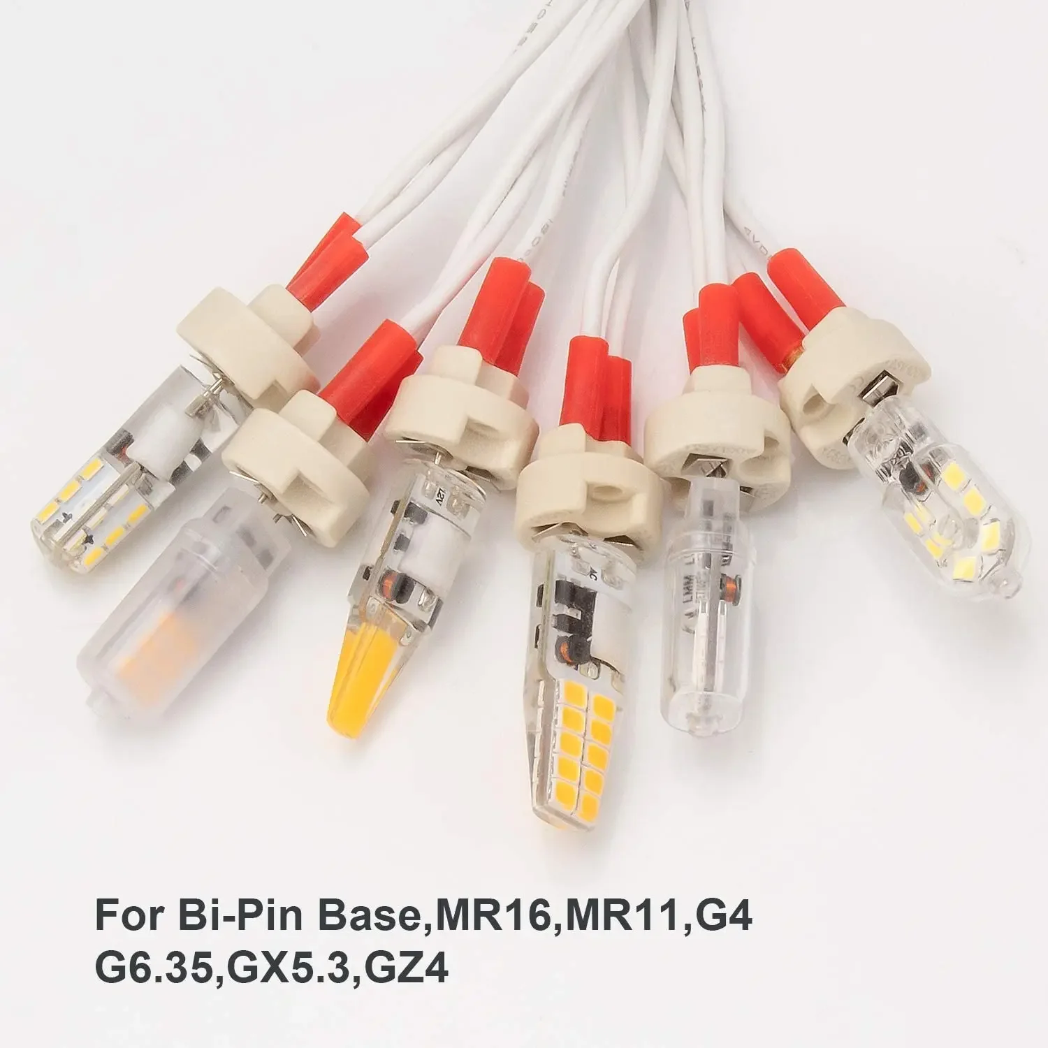 6pcs Bi-Pin Base, G4, G6.35, GY6.35, GX5.3 MR16, GZ4 MR11, GU5.3, G5.3, Halogen Incandescent Led Socket Ceramic Body Lamp Holder