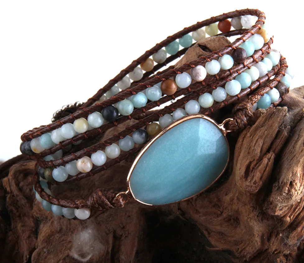 Cross-border Aliexpress Hot Selling Natural Stone Hand-woven Multi-layer Bracelet Jewelry Jewelry Small Forehead Wholesale an...