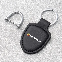 Leather Car Shield Keychain Key Ring Gift With Abarth Logo For Fiat Abarth 124 spider 500 595 695 C Auto Key Holder Accessories