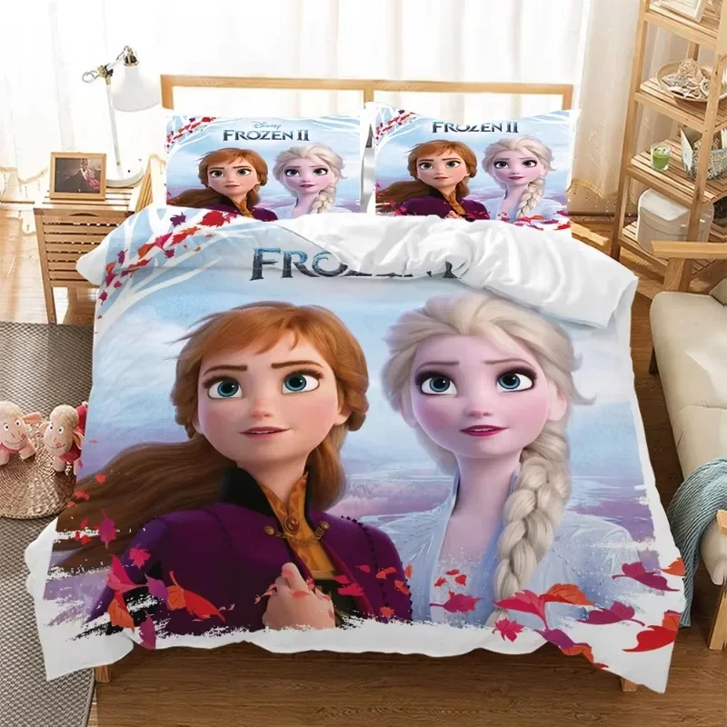 Disney Girls Frozen Elsa Anna Bedding Set Double Queen King Size Duvet Cover Single Twin Children Bedding Sets Gift