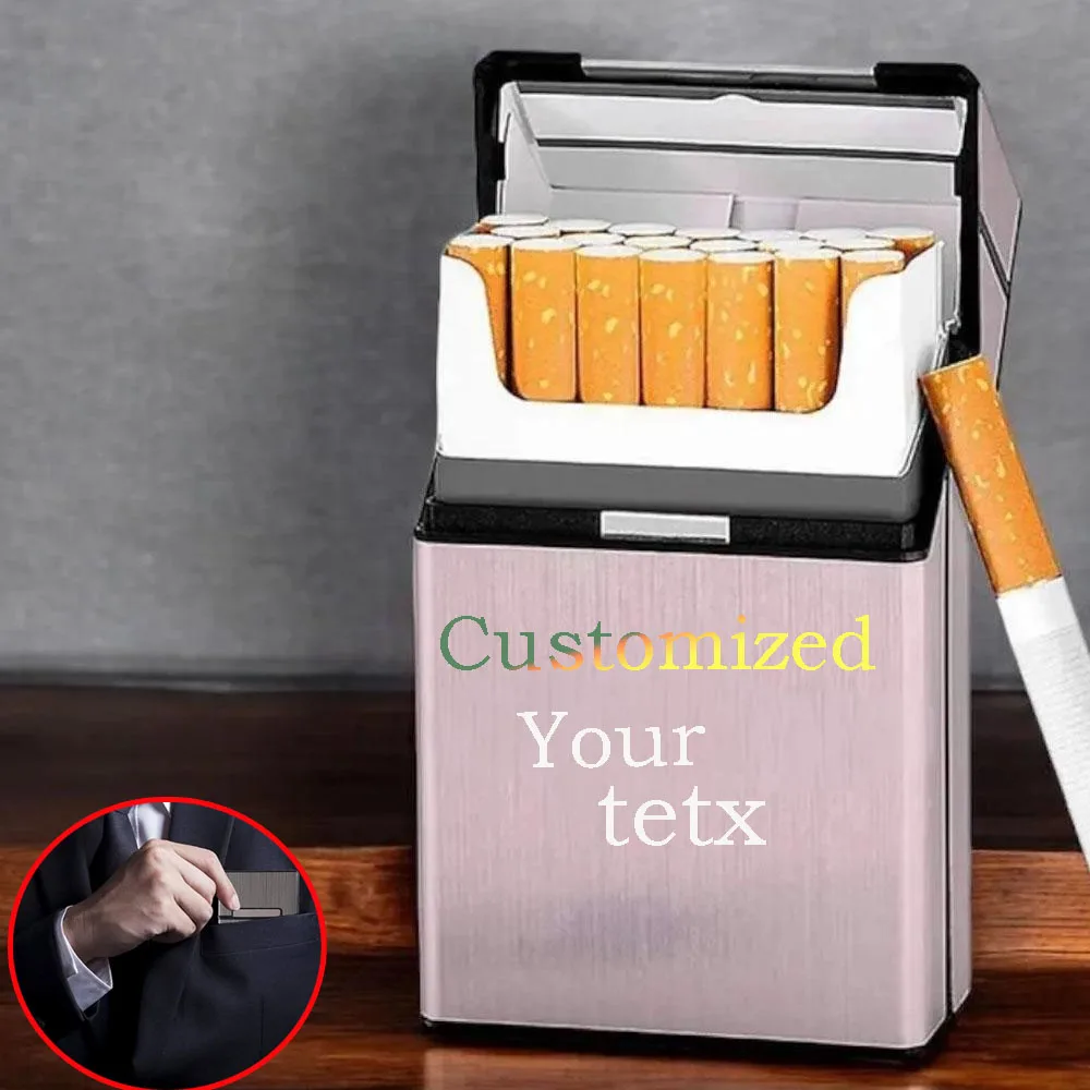 

Custom Aluminum Alloy Cigarette Case Creative Metal Cigarette Case Portable Magnetic Flip Cover Cigarette Storage Box