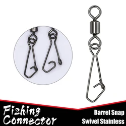 50Pcs/Lot Barrel Snap Swivels Fishing Connector Rolling Swivel Stainless Steel Snap Fishhook Lure Swivels Tackle Fishing Hook