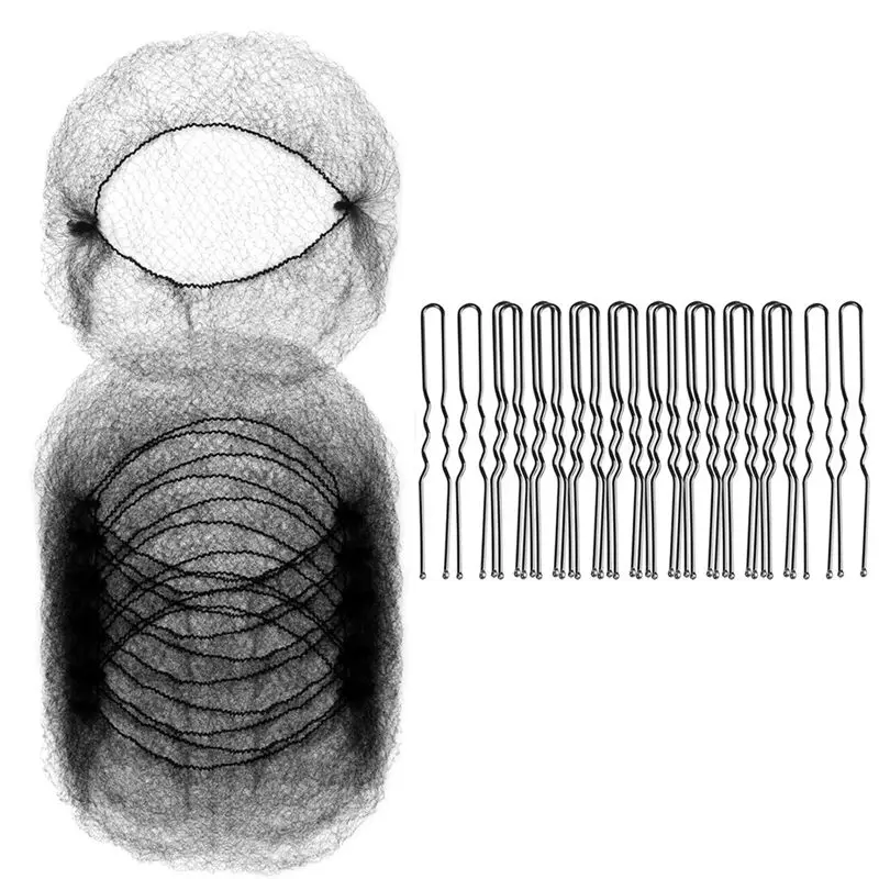 

Набор A63Z: 50 шт. сетчатых колпаков для волос и 100 шт. U-образных колпаков, сетки для волос для работников общественного питания, колпаки для волос для женщин и мужчин