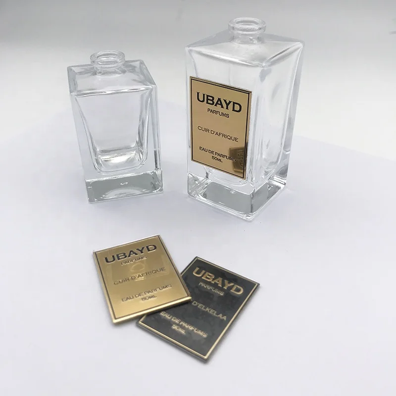 10 0.Zhang.Custom.Custom Design Embossed Metal Perfume Package Label Trade Mark Logo Sticker Perfume