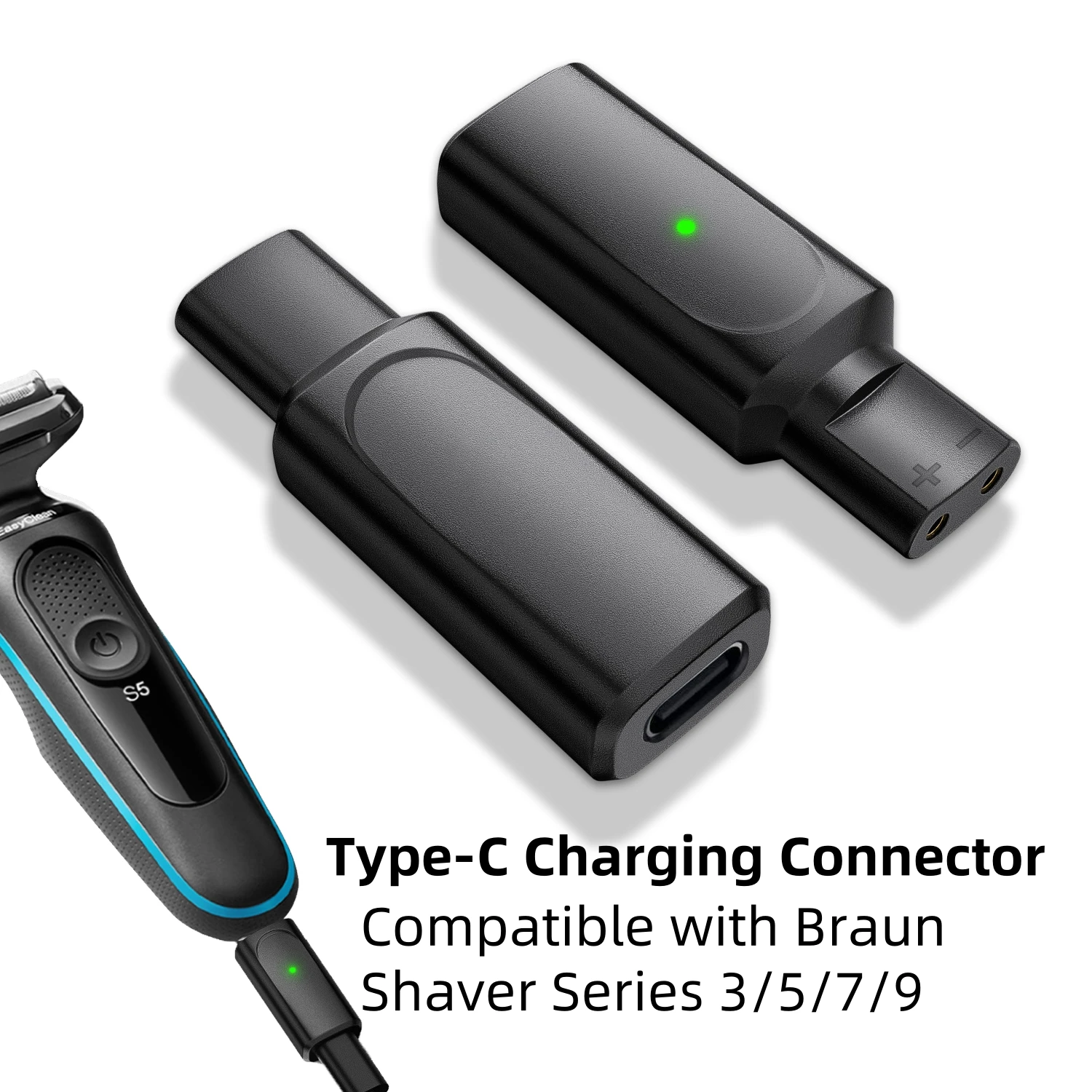 Portable Shaver Charger Adapter 12V Type-C PD Charging Converter Travel Plug Compatible for Braun Series 3/5/7/9 Electric Razors
