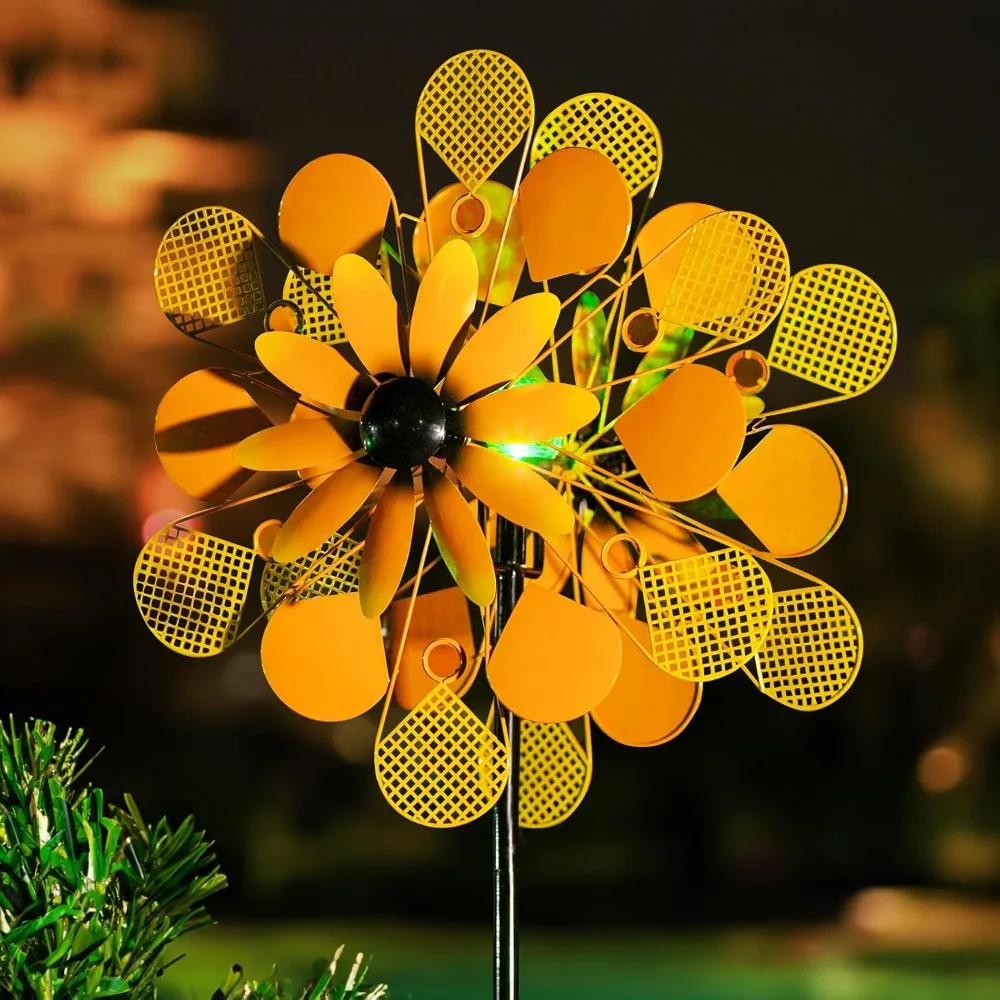 

Solar Wind Spinners Outdoor - Large Metal Wind Sculptures & Spinners with Solar Light, Yard Art Decor for Garden, Lawn, Patio