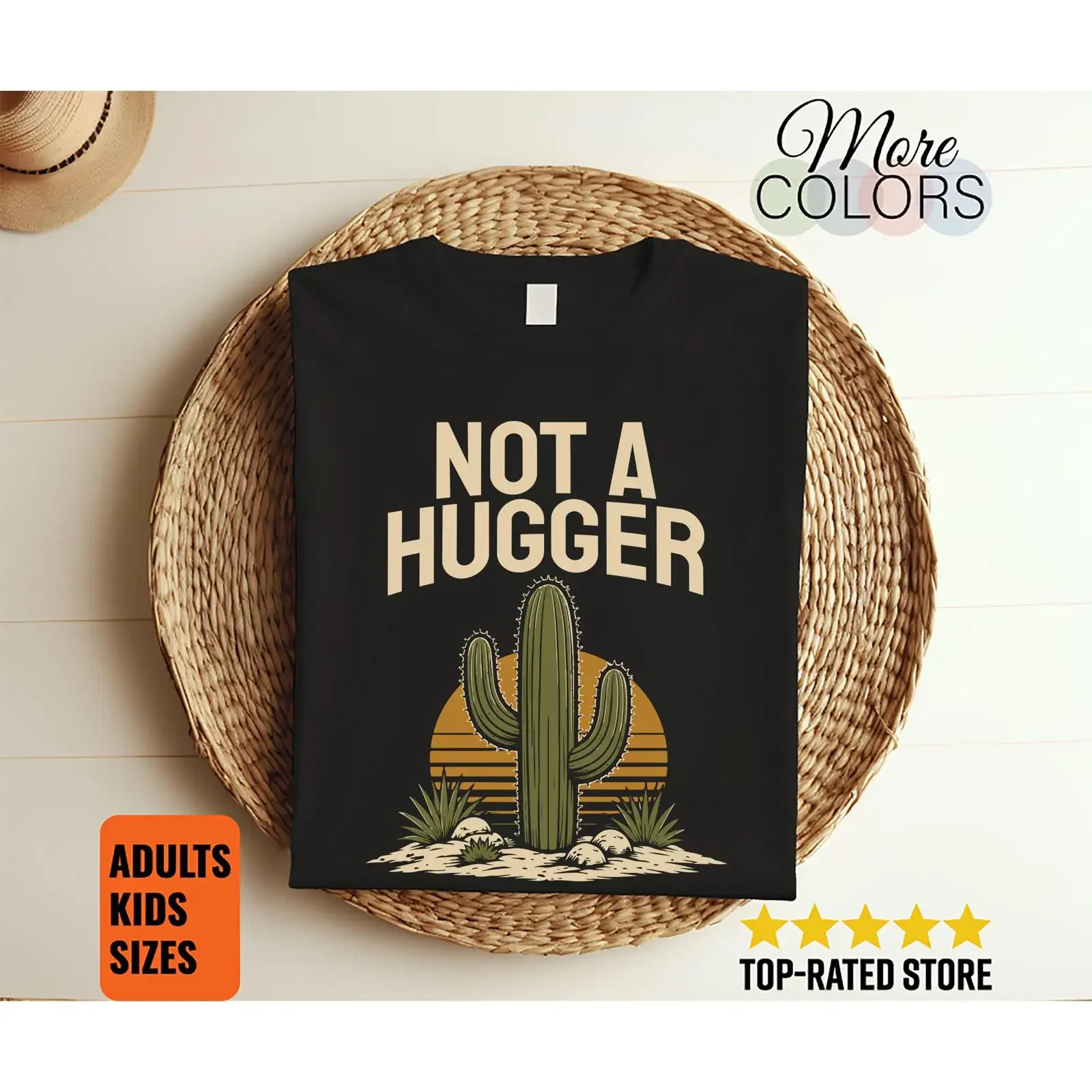 Not A Hugger Cactus T Shirt Funny Plant Lover Succulent Desert Botanical  vintage Washed fashion Soft designer clothes