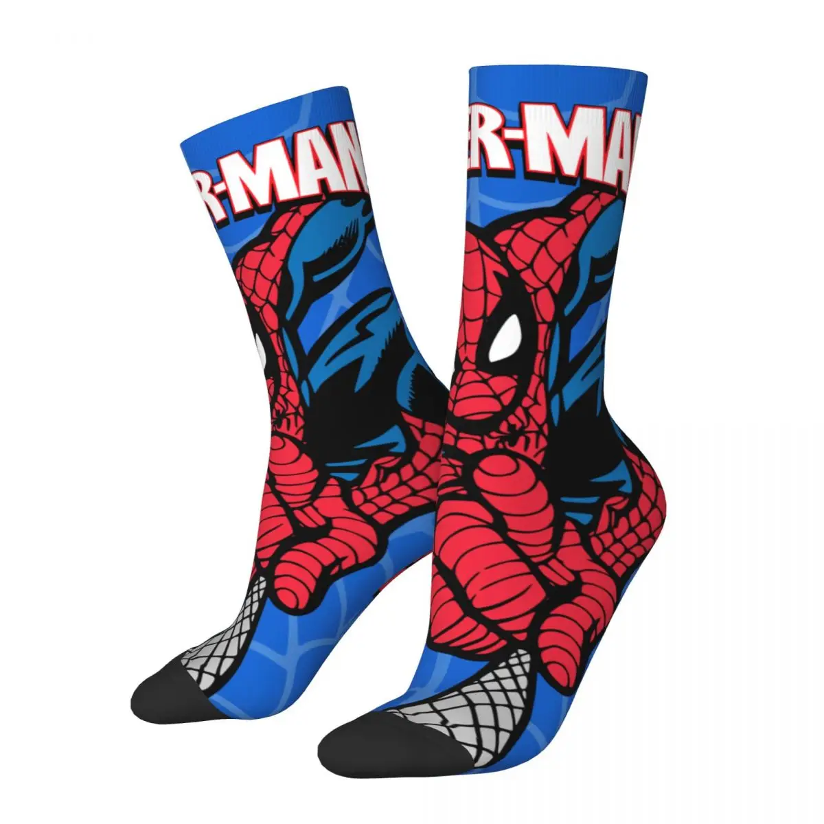 

Happy Funny Men's compression Socks Logo Vintage Harajuku Marvel Spider Man Hip Hop Novelty Casual Crew Crazy Sock Gift Printed