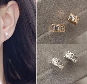 2026 New Korean Fashion Simple Silver Plated Stud Earrings For Women Men Beautiful Crystal Cool Jewelry Wholesale