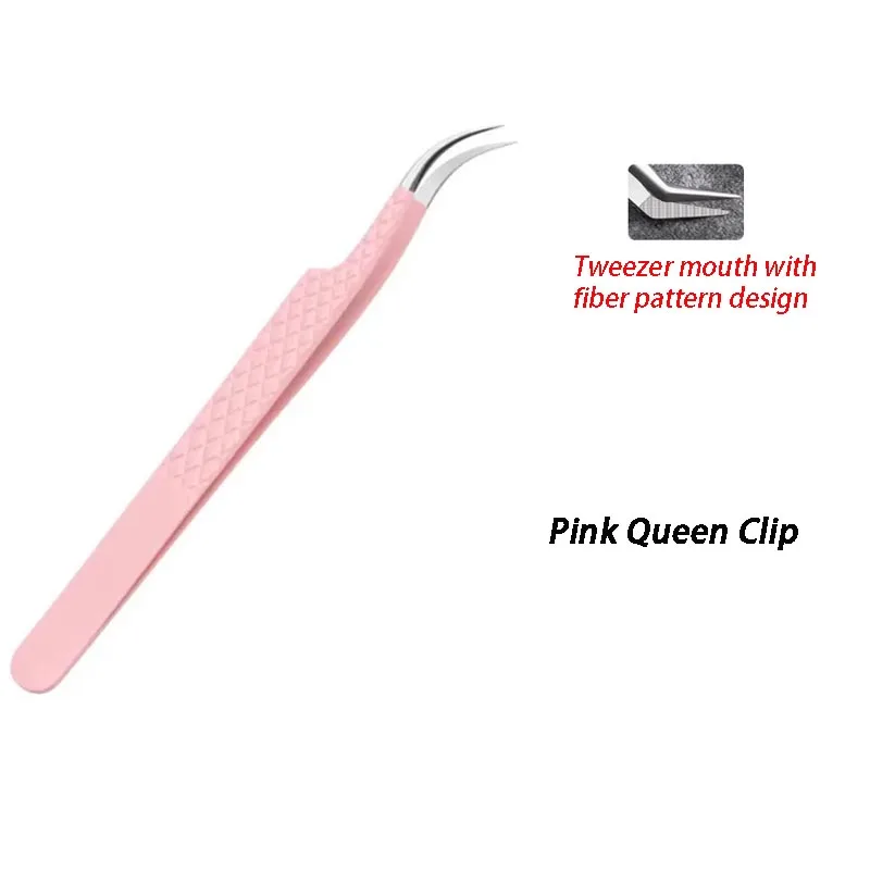 1 Pcs Eyelash Tweezers Extension Pink Stainless Steel Superhard Tweezers With Fiber Tips High Precision Anti-Static Tweezers